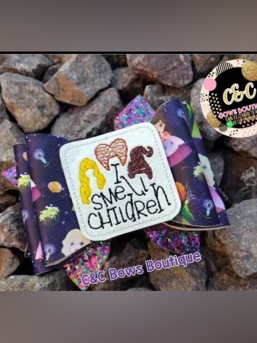 Purple 'I Smell Children' Halloween Kids Hair Bow